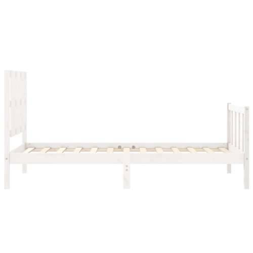 Okvir kreveta s uzglavljem bijeli mali od masivnog drva - Bijela 75 x 190 cm Cijena