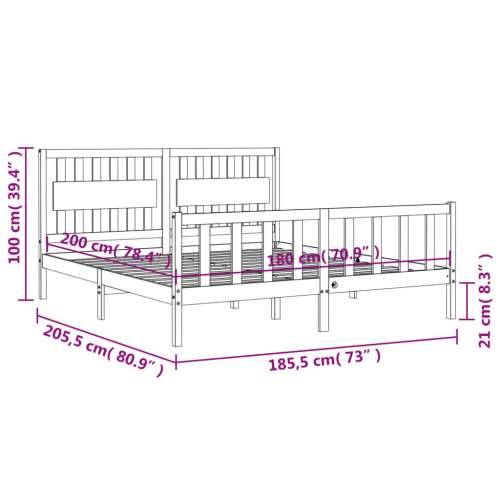 Okvir kreveta s uzglavljem veliki bračni od masivnog drva - Prirodna 180 x 200 cm Cijena