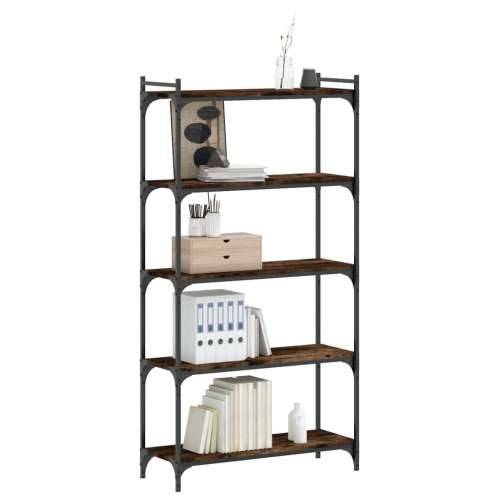 Regal za knjige s 5 razina boja hrasta 80 x 30 x 154 cm drveni - Dimljeni hrast 1 154 cm 80 cm Cijena