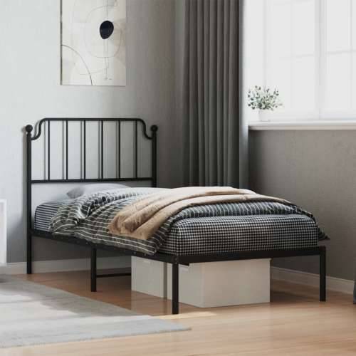 Metalni okvir za krevet s uzglavljem crni 90x190 cm - Crna 90 x 190 cm s uzglavljem Cijena