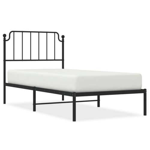 Metalni okvir za krevet s uzglavljem crni 90x190 cm - Crna 90 x 190 cm s uzglavljem Cijena