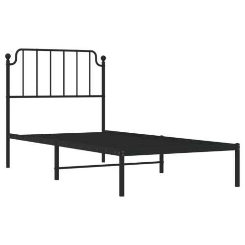 Metalni okvir za krevet s uzglavljem crni 90x190 cm - Crna 90 x 190 cm s uzglavljem Cijena