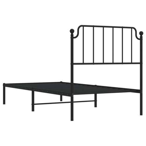 Metalni okvir za krevet s uzglavljem crni 90x190 cm - Crna 90 x 190 cm s uzglavljem Cijena