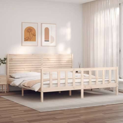 Okvir kreveta s uzglavljem veliki bračni od masivnog drva - Prirodna 180 x 200 cm Cijena