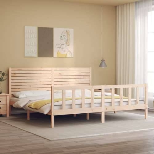 Okvir kreveta s uzglavljem veliki bračni od masivnog drva - Prirodna 180 x 200 cm Cijena