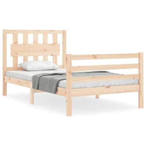 Okvir kreveta s uzglavljem mali jednokrevetni masivno drvo - Prirodna 75 x 190 cm Cijena
