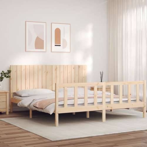 Okvir kreveta s uzglavljem veliki bračni od masivnog drva - Prirodna 180 x 200 cm Cijena