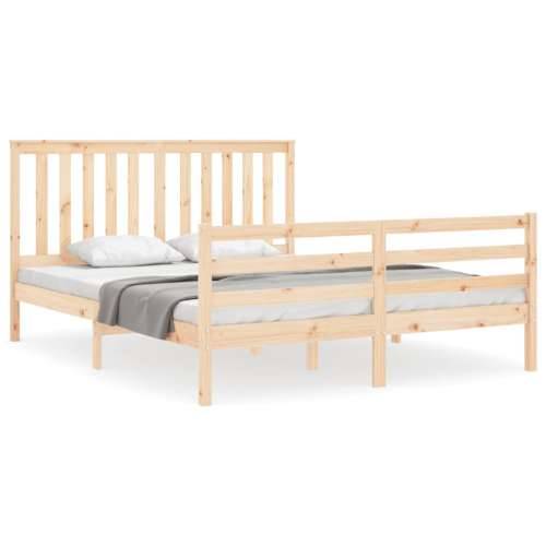 Okvir kreveta s uzglavljem veliki bračni od masivnog drva - Prirodna 150 x 200 cm Cijena
