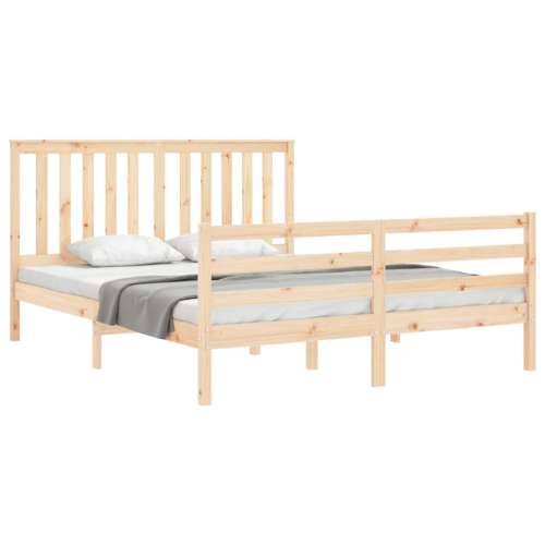 Okvir kreveta s uzglavljem veliki bračni od masivnog drva - Prirodna 150 x 200 cm Cijena