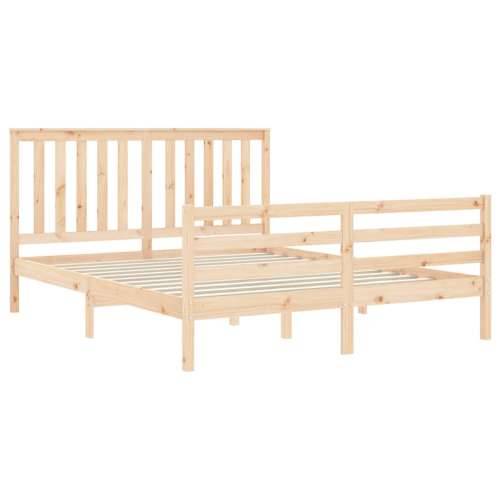Okvir kreveta s uzglavljem veliki bračni od masivnog drva - Prirodna 150 x 200 cm Cijena