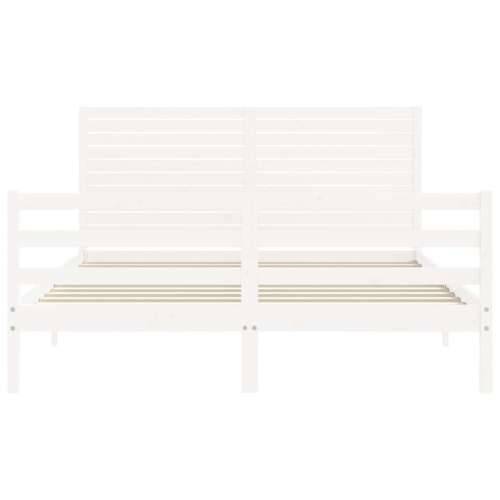 Okvir za krevet s uzglavljem sivi 160 x 200 cm od masivnog drva - Bijela 160 x 200 cm Cijena