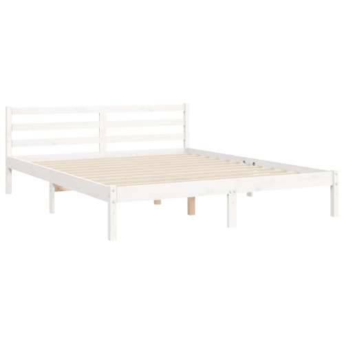 Okvir za krevet s uzglavljem sivi 160 x 200 cm od masivnog drva - Bijela 160 x 200 cm Cijena