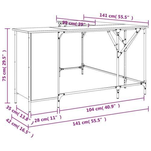 Radni stol boja dimljenog hrasta 141x141x75cm konstruirano drvo Dimljeni hrast Cijena