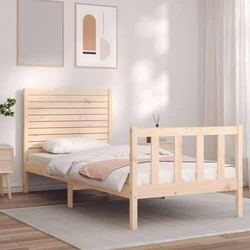 Okvir kreveta s uzglavljem mali jednokrevetni masivno drvo - Prirodna 75 x 190 cm Cijena