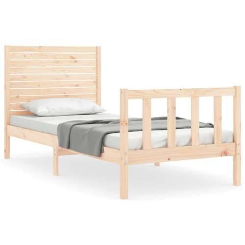 Okvir kreveta s uzglavljem mali jednokrevetni masivno drvo - Prirodna 75 x 190 cm Cijena
