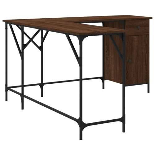 Radni stol smeđa boja hrasta 141x141x75 cm konstruirano drvo - Smeđi hrast Cijena