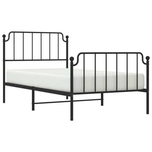 Metalni okvir kreveta s uzglavljem i podnožjem crni 100x190 cm - Crna 100 x 190 cm s uzglavljem i podnožjem Cijena