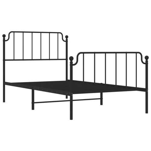 Metalni okvir kreveta s uzglavljem i podnožjem crni 100x190 cm - Crna 100 x 190 cm s uzglavljem i podnožjem Cijena