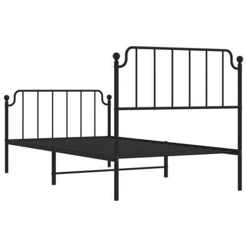 Metalni okvir kreveta s uzglavljem i podnožjem crni 100x190 cm - Crna 100 x 190 cm s uzglavljem i podnožjem Cijena
