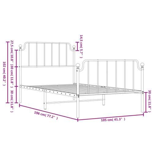 Metalni okvir kreveta s uzglavljem i podnožjem crni 100x190 cm - Crna 100 x 190 cm s uzglavljem i podnožjem Cijena