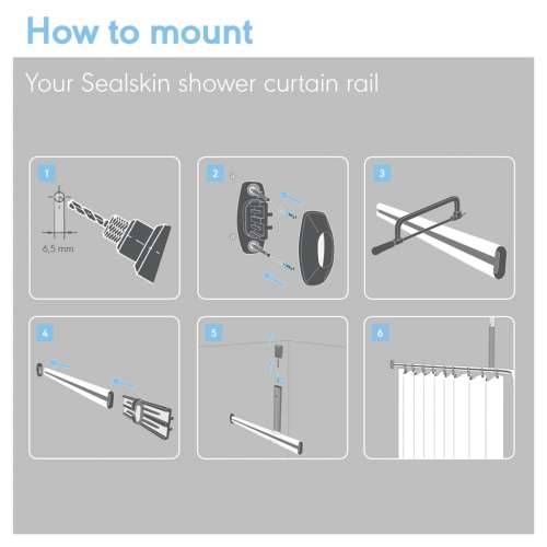 Sealskin set šipki za zavjesu za tuš Easy-Roll crni - Crna Cijena