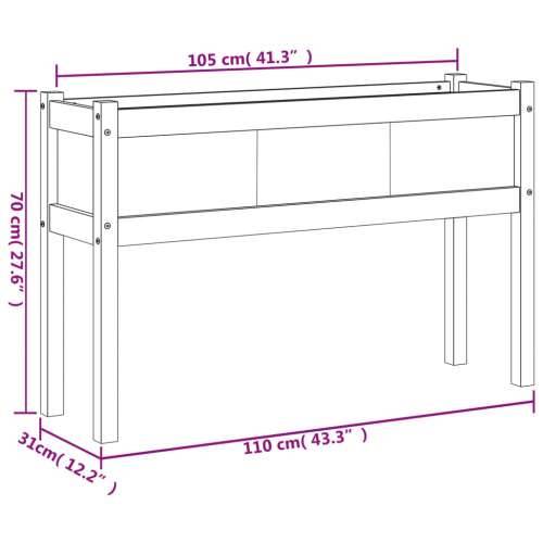 Vrtna sadilica s nogama 110 x 31 x 70 cm od masivne borovine - Prirodna boja bora 1 Cijena