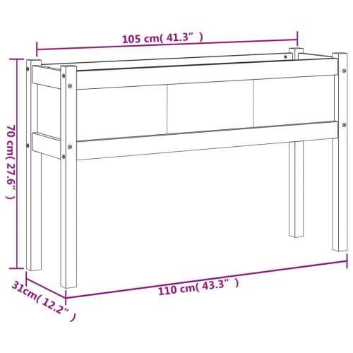 Vrtna sadilica s nogama 110 x 31 x 70 cm od masivne borovine Cijena