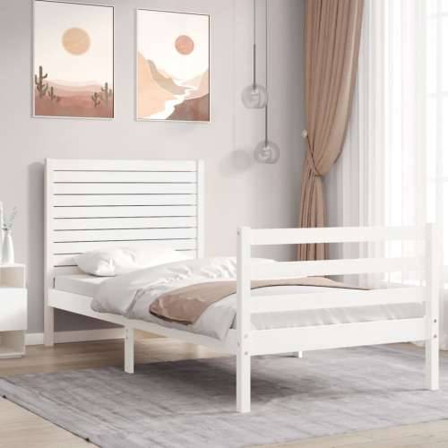 Okvir kreveta s uzglavljem bijeli mali od masivnog drva - Bijela 75 x 190 cm Cijena