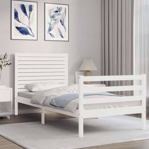 Okvir kreveta s uzglavljem bijeli mali od masivnog drva - Bijela 75 x 190 cm Cijena