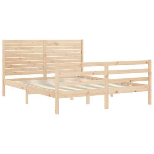 Okvir kreveta s uzglavljem veliki bračni od masivnog drva - Prirodna 150 x 200 cm Cijena