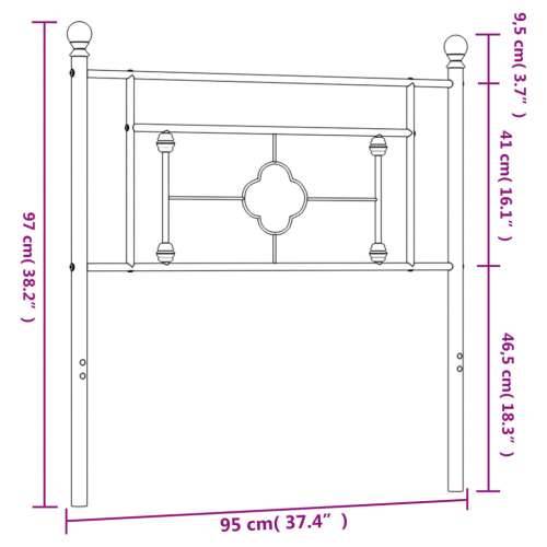 Metalno uzglavlje crno 90 cm - Crna 90 cm 1 Cijena