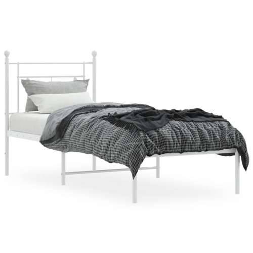 Metalni okvir krevet bez madraca s uzglavljem bijeli 75x190 cm - Bijela 75 x 190 cm s uzglavljem Cijena