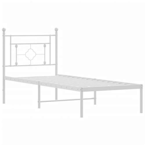 Metalni okvir krevet bez madraca s uzglavljem bijeli 75x190 cm - Bijela 75 x 190 cm s uzglavljem Cijena