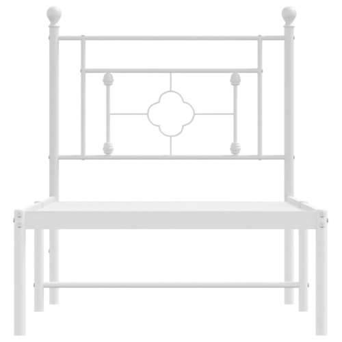 Metalni okvir krevet bez madraca s uzglavljem bijeli 75x190 cm - Bijela 75 x 190 cm s uzglavljem Cijena