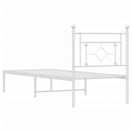 Metalni okvir krevet bez madraca s uzglavljem bijeli 75x190 cm - Bijela 75 x 190 cm s uzglavljem Cijena