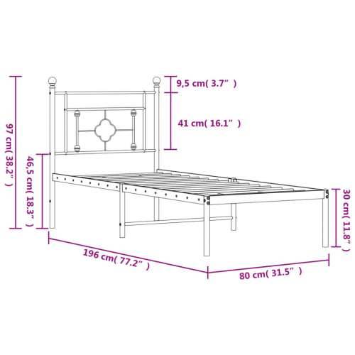 Metalni okvir krevet bez madraca s uzglavljem bijeli 75x190 cm - Bijela 75 x 190 cm s uzglavljem Cijena