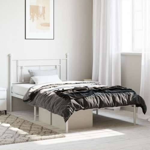 Metalni okvir za krevet s uzglavljem bijeli 107x203 cm - Bijela 107 x 203 cm s uzglavljem Cijena