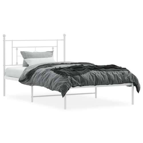 Metalni okvir za krevet s uzglavljem bijeli 107x203 cm - Bijela 107 x 203 cm s uzglavljem Cijena
