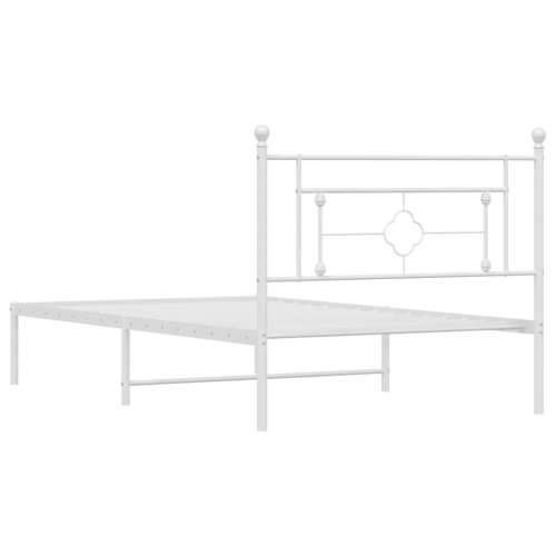 Metalni okvir za krevet s uzglavljem bijeli 107x203 cm - Bijela 107 x 203 cm s uzglavljem Cijena
