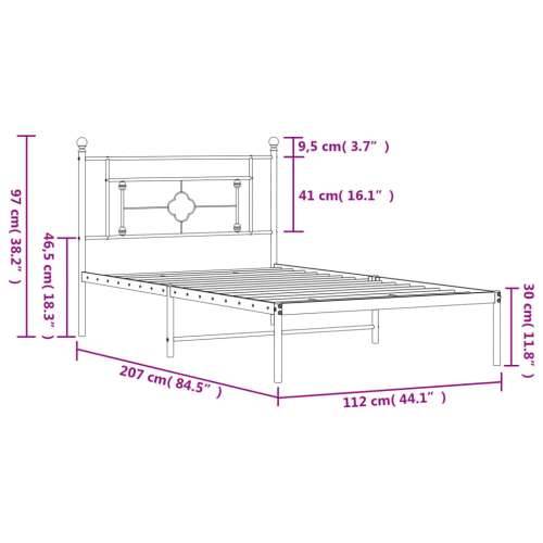 Metalni okvir za krevet s uzglavljem bijeli 107x203 cm - Bijela 107 x 203 cm s uzglavljem Cijena