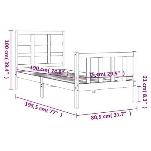 Okvir kreveta s uzglavljem bijeli mali od masivnog drva - Bijela 75 x 190 cm Cijena
