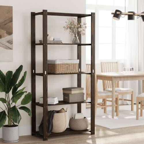 Stalak za pohranu s 5 razina crni 80x38x170 cm masivna borovina - Crna 80 x 38 x 170 cm 1 Cijena