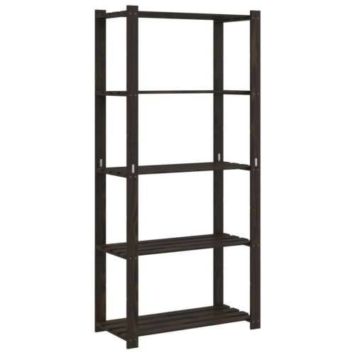 Stalak za pohranu s 5 razina crni 80x38x170 cm masivna borovina - Crna 80 x 38 x 170 cm 1 Cijena