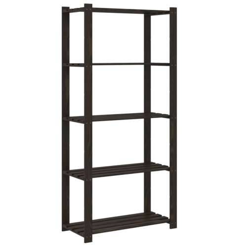 Stalak za pohranu s 5 razina crni 80x38x170 cm masivna borovina - Crna 80 x 38 x 170 cm 1 Cijena