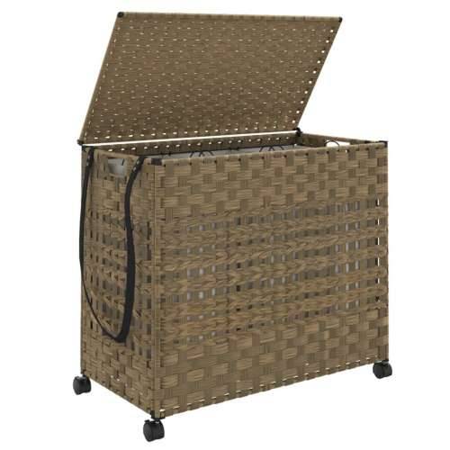 Košara za rublje s kotačima 66x35x60 cm od ratana - Prirodna 1 Cijena