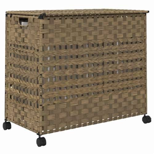 Košara za rublje s kotačima 66x35x60 cm od ratana - Prirodna 1 Cijena