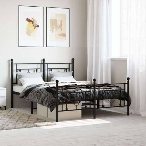 Metalni okvir kreveta uzglavlje i podnožje crni 135x190 cm Cijena