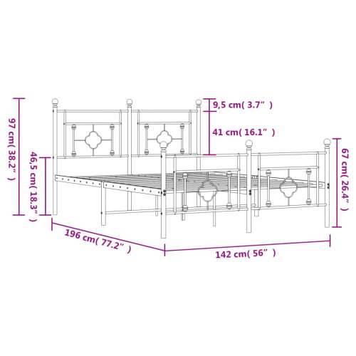 Metalni okvir kreveta uzglavlje i podnožje crni 135x190 cm Cijena