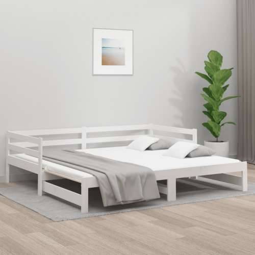 Dnevni krevet na razvlačenje bijeli 80x200 cm masivna borovina Cijena
