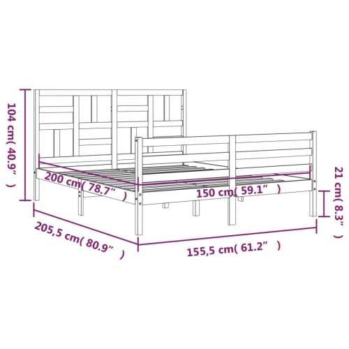Okvir kreveta s uzglavljem bijeli bračni od masivnog drva - Bijela 150 x 200 cm Cijena